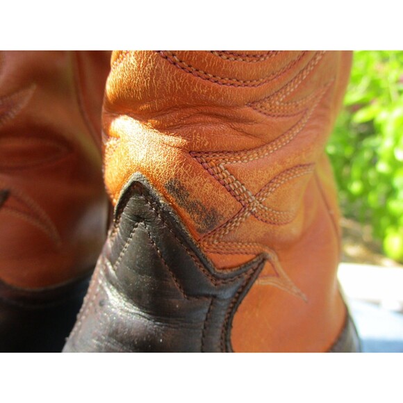 VINTAGE Tony Lama Cowboy Boots Men 9 B Narrow Brown Leather Pointed Toe West USA - Picture 5 of 14